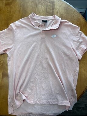 Nike Men’s Light Pink Polo Shirt with White Logo